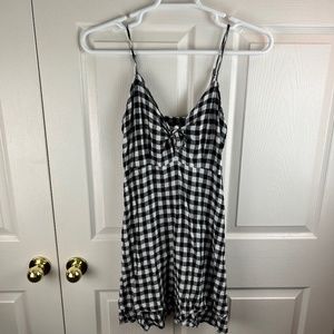 Rails August Gingham Slip Dress Linen Blend Black White Size Medium